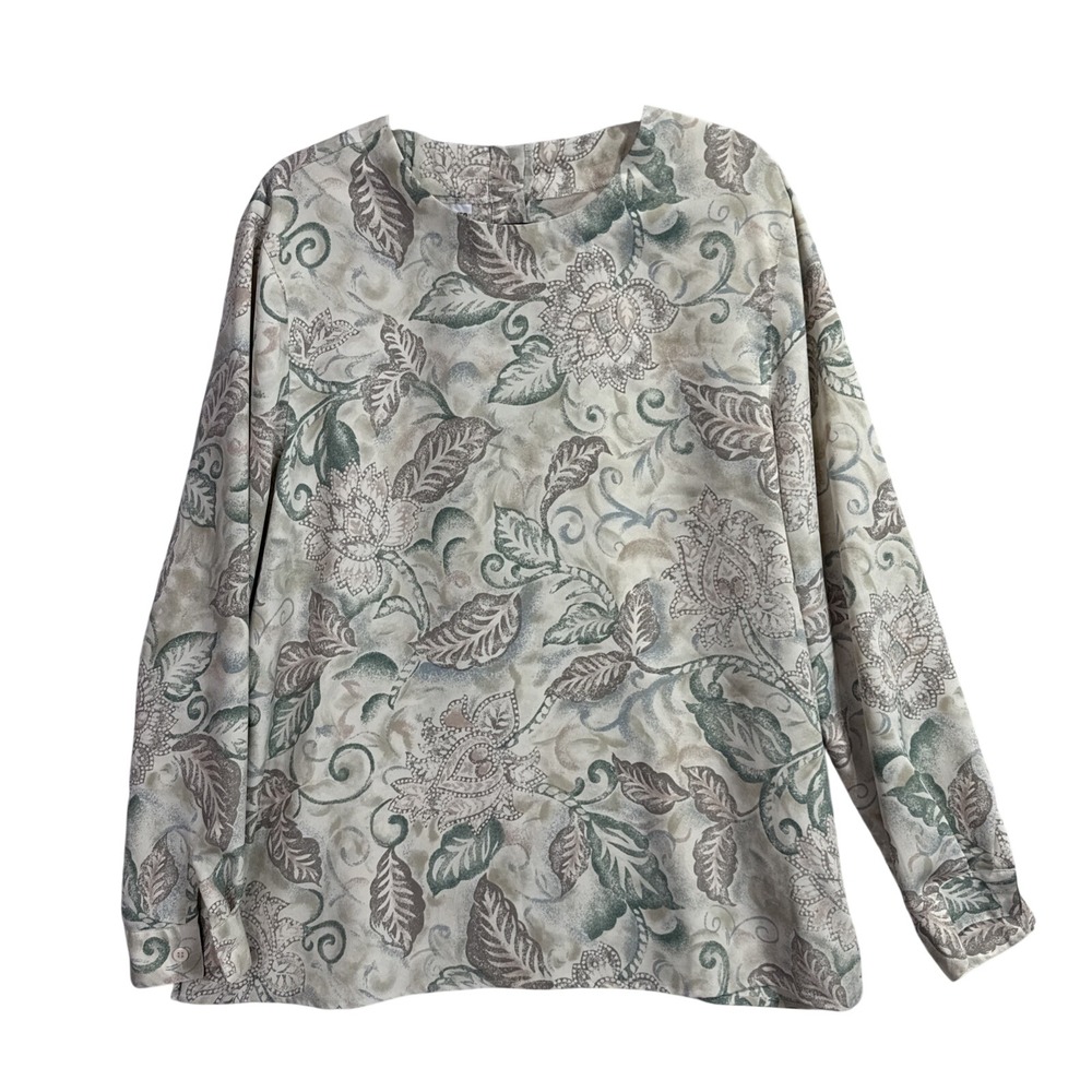 Alfred Dinner Top Women's 20 Plus‎ Size Floral Print Long Sleeve Boho Grannycore